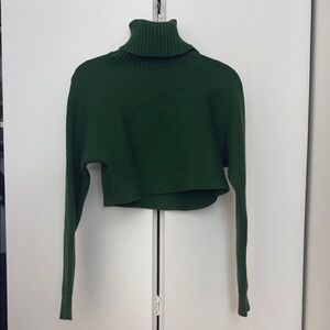 House of Harlow 1960 Green Cropped Turtleneck Sweater